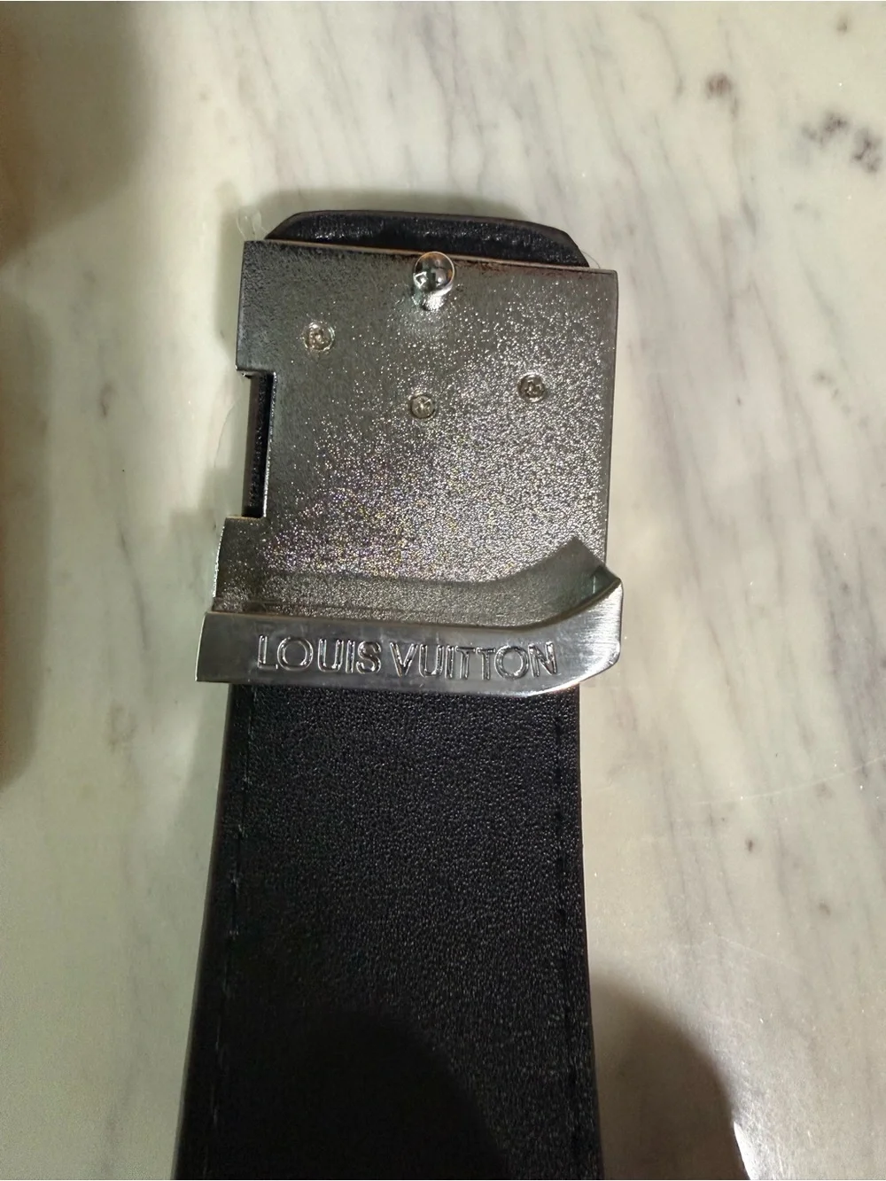 Louis Vuitton Brown Monogram Men's Belt with Silver LV Buckle